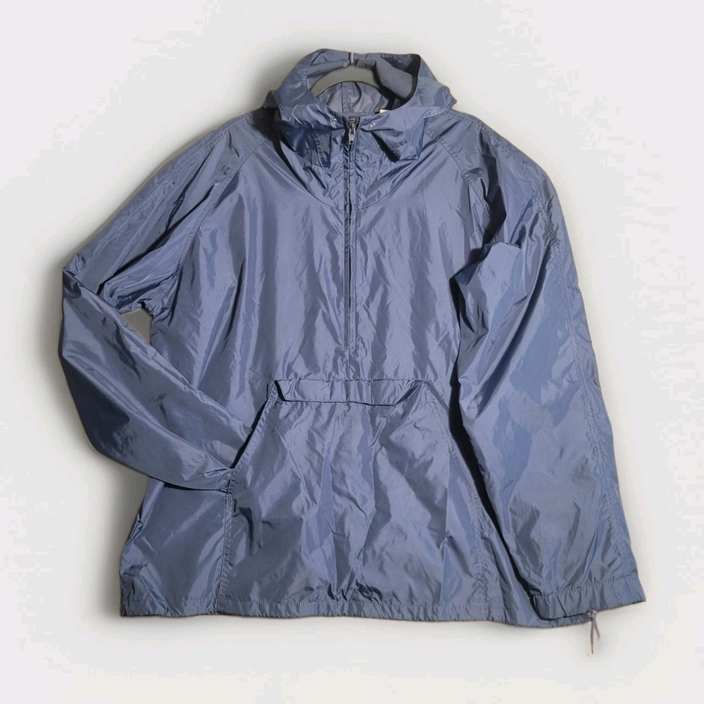 Vintage Woolrich Jacket Mens Large Navy Blue Nylon Hooded Anorak Windbreaker 90s